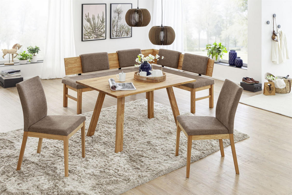 ECKBANKGRUPPE Danila Massivholz Wildeiche Polster Braun - Wildeiche/Braun, Holz (194/1/155cm) - 58aufmkessel