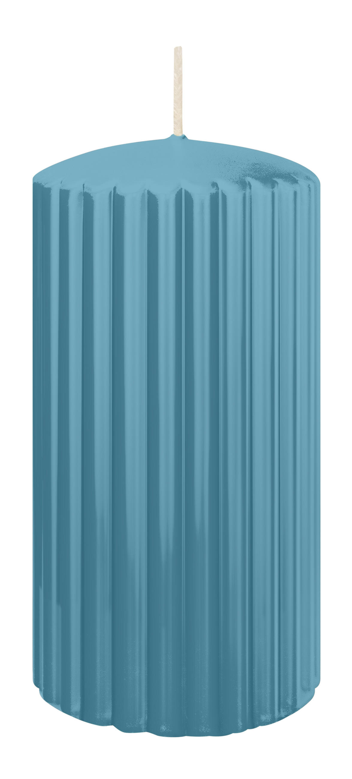 RILLEN KERZEN Himmelblau 150 x Ø 80 mm, 4 Stück - Hellblau, Paraffin (8/15/15cm) - Wiedemann Kerzen