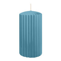 RILLEN KERZEN Himmelblau 150 x Ø 80 mm, 4 Stück - Hellblau, Paraffin (8/15/15cm) - Wiedemann Kerzen