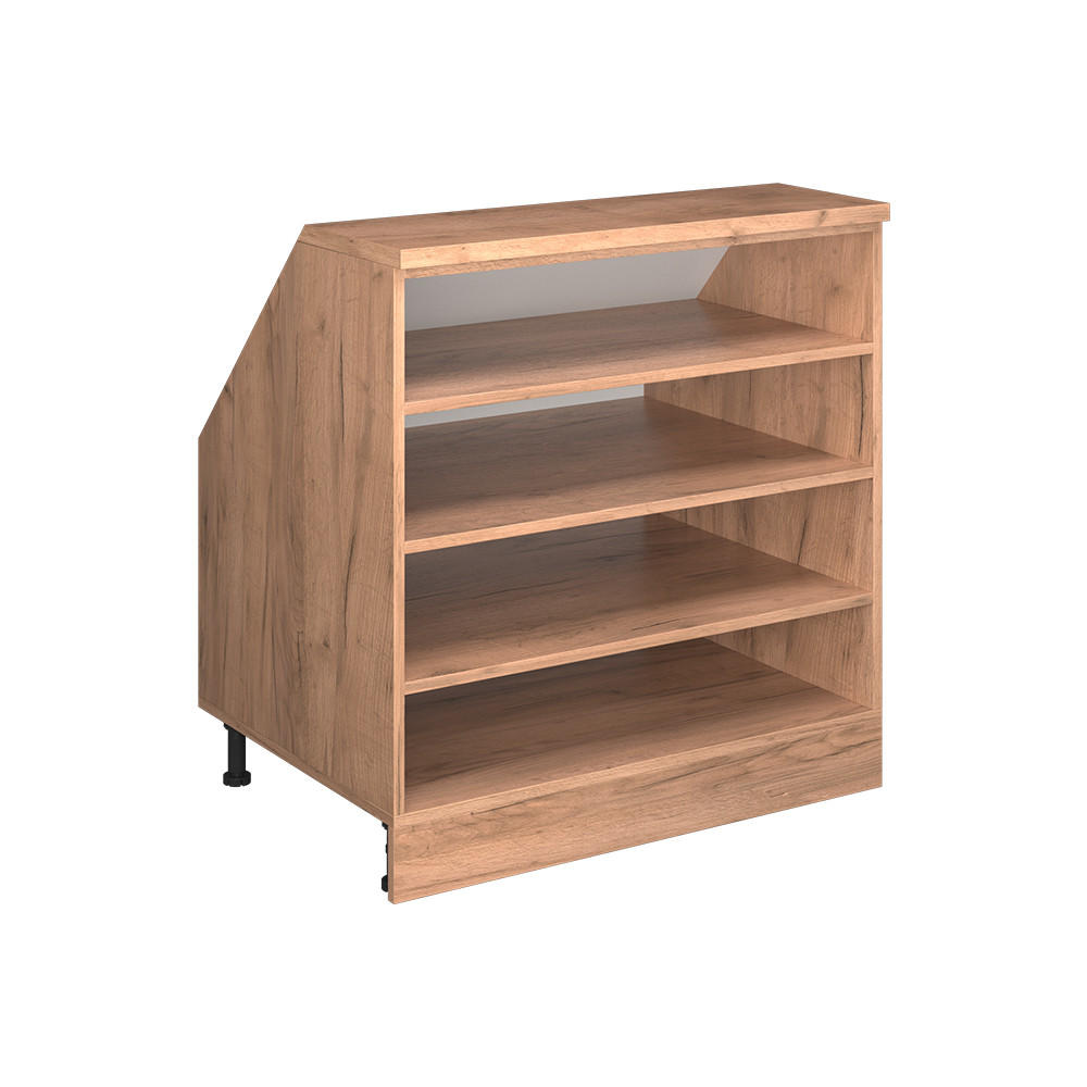 K&Ouml;KSSK&Aring;P F&Ouml;R SLUTTANDE TAK R-Line Goldkraft ek 80 cm med 4 fack, sk&aring;pstomme 60 cm djup Ekf&auml;rgad, Ekf&auml;rgad 83.8/60/60 cm