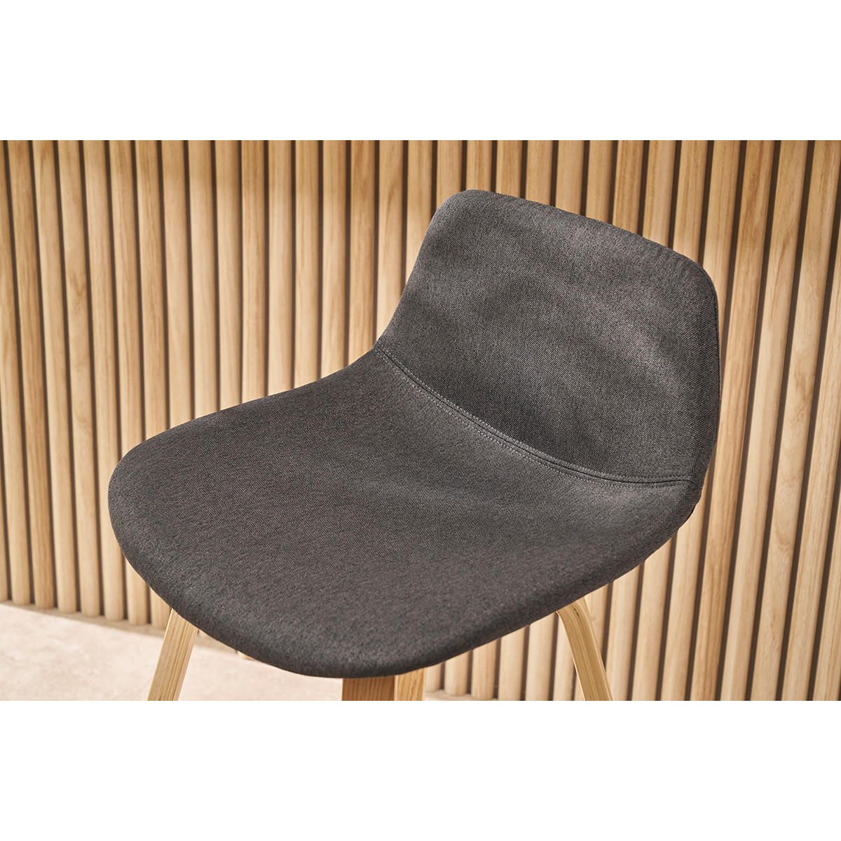 BARHOCKER Dunkelgrauer Stoff H65 cm 2er-Set NONIE - Dunkelgrau, Textil (50/85.5/49.5cm) - Miliboo