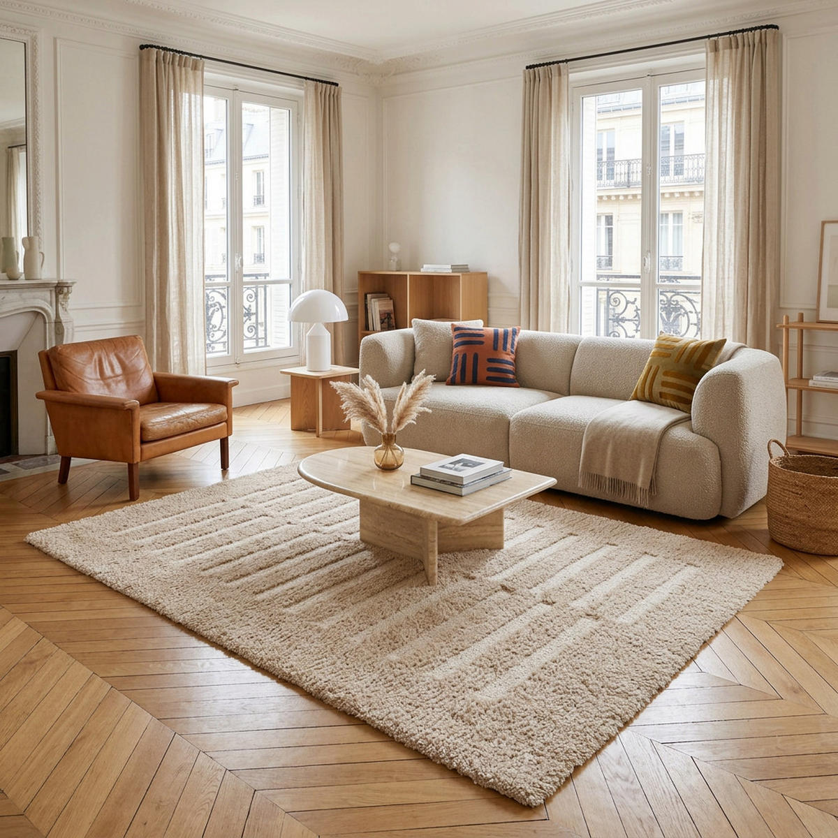TEPPICH, Weicher, dicker mit Reliefeffekt beige - Beige, Textil (120/170cm) - AFK Living