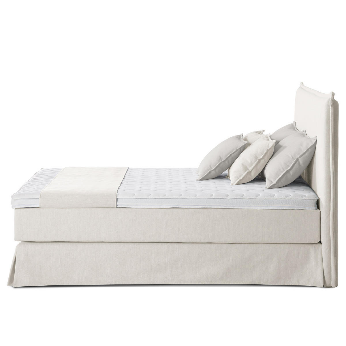 BOXSPRINGBETT mit Husse - Platinfarben, Textil (160/200cm) - home24