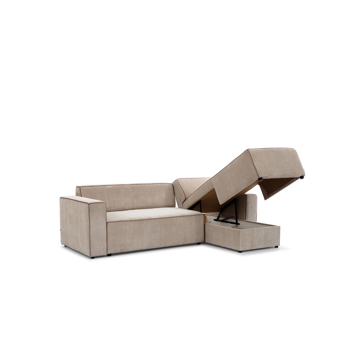 ECKSOFA Schlafsofa Waldo In Poso - Beige, Holzwerkstoff/Textil (260/173cm) - Fun Möbel