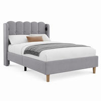 POLSTERBETT mit USB und Typ-C 90x200 cm Leinen Grau - Grau, Metall (90/200cm) - Meubliv