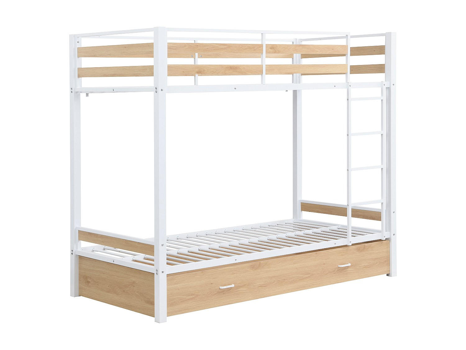 ETAGENBETT - 2 Personen-Sitzer - Metall - Naturfarben Hell, Weiß - - Naturfarben/Weiß, Metall - Vente-Unique