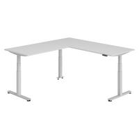 ECKSCHREIBTISCH elektrisch höhenverstellbar L-Form 220/200/74 cm in Grau/Silberfarben - Silberfarben/Grau, Holzwerkstoff (220/200/74cm) - bümö