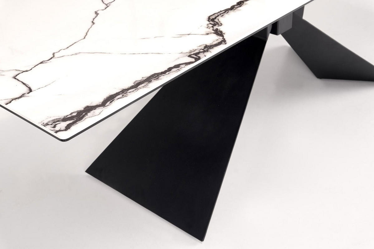 ESSTISCH Luciano weiß Marmor / schwarz 180-230 / 90 / 75cm - Schwarz/Weiß, Holz/Keramik (230/90/76cm) - Feldmann-Wohnen