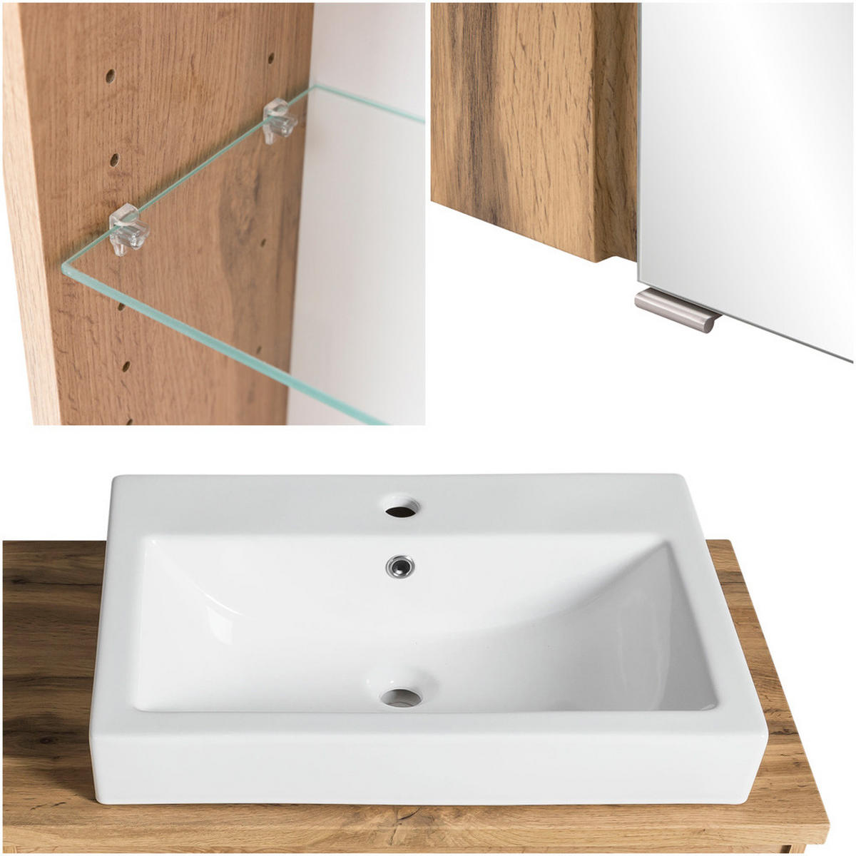 BADMÖBEL-SET 5-TLG. Vasto-03 - Grau, Holzwerkstoff (265/200/47cm) - Lomado