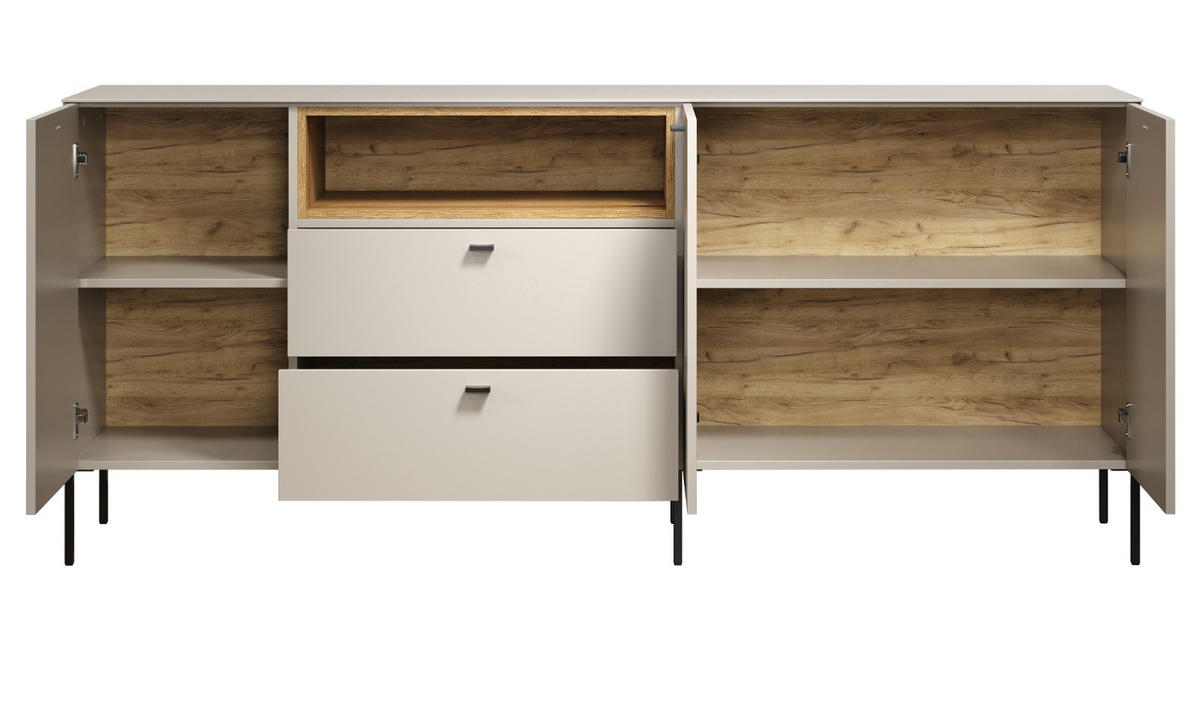SIDEBOARD Kaschmir, Eiche 197 cm, Kommode mit Soft-Close - Kaschmir/Eichefarben, Holzwerkstoff/Metall (197/85/42cm) - Top.Furn
