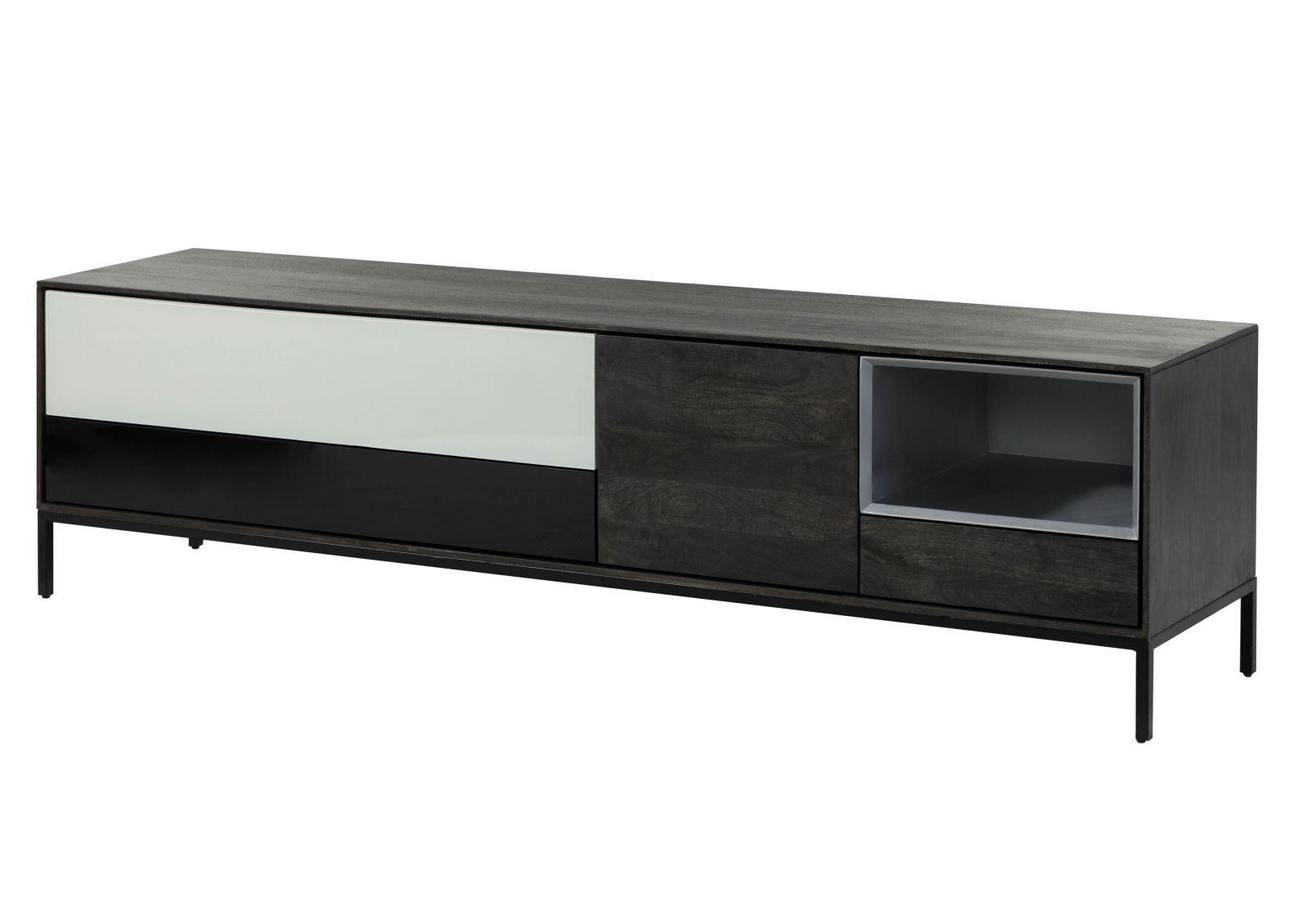 TV-BOARD Mango 200x45x55 dunkelgrau geölt CHICAGO #202 - Grau, Holz (200/55/45cm) - Massivmoebel24