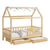 KINDERBETT Marli mit Matratze und Bettkasten natur 90x200 cm - Naturfarben, Holz (90/200cm) - Juskys