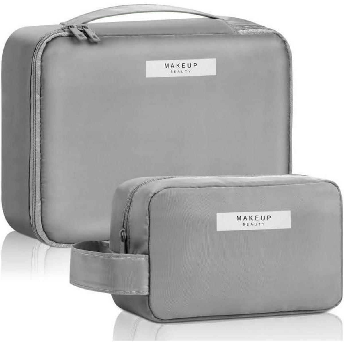 KULTURBEUTEL 2-teiliges Set Grau - Grau, Textil (21/2.5/30cm)