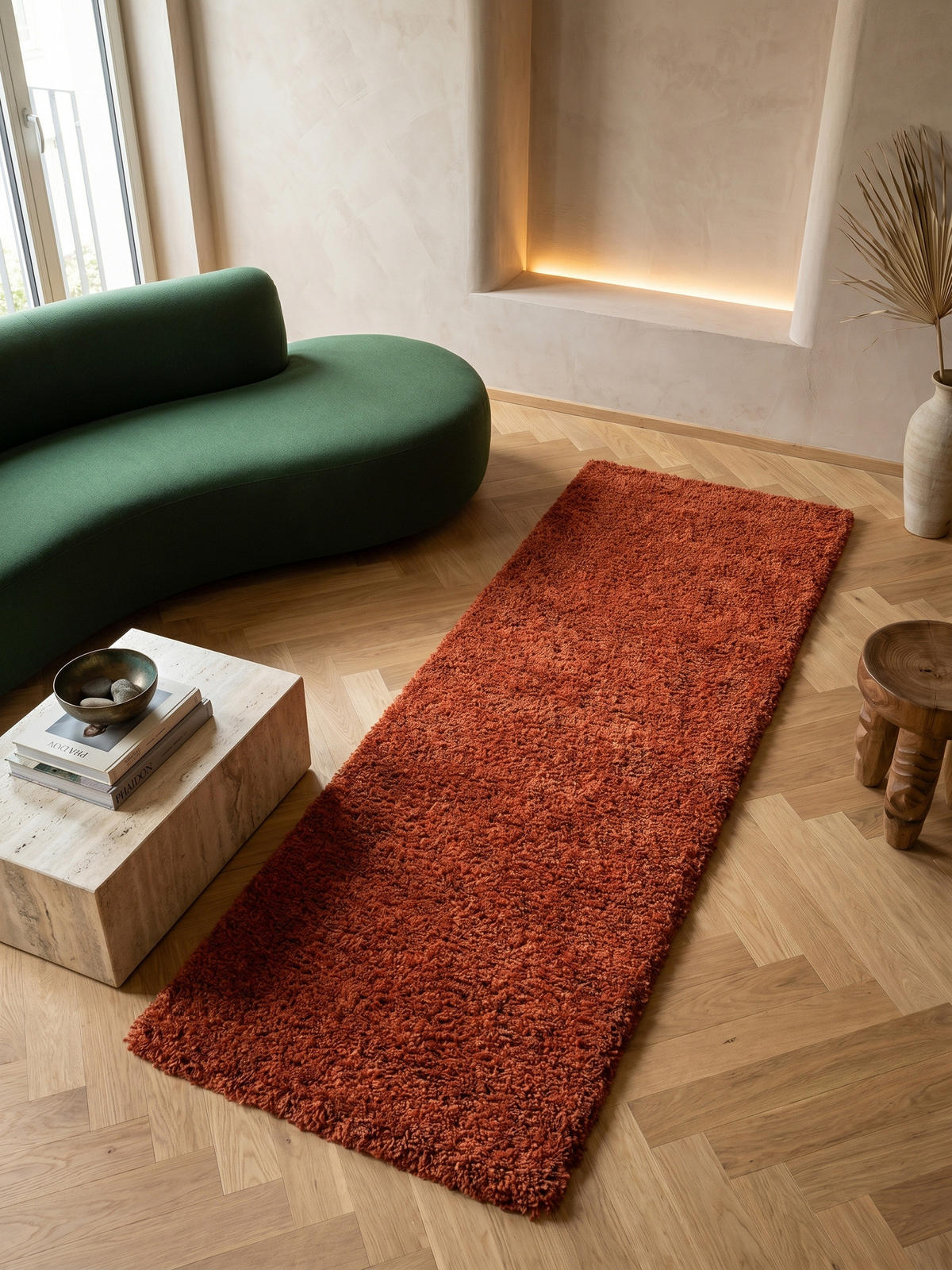 HOCHFLORTEPPICH RHEIN, einfarbig, aus Polypropylen, Terrakotta, 60 x 110 cm - Orange, Textil (60/110cm) - KADIMA DESIGN