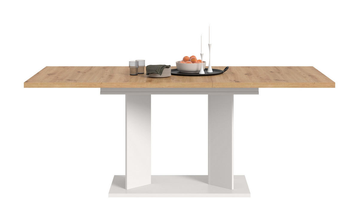 ESSTISCH GUSTAV (B/H/T: ca. 190/76/90 cm) in weiß/Artisan Eiche Nachbildung - Weiß, Holzwerkstoff (90/190/76cm)