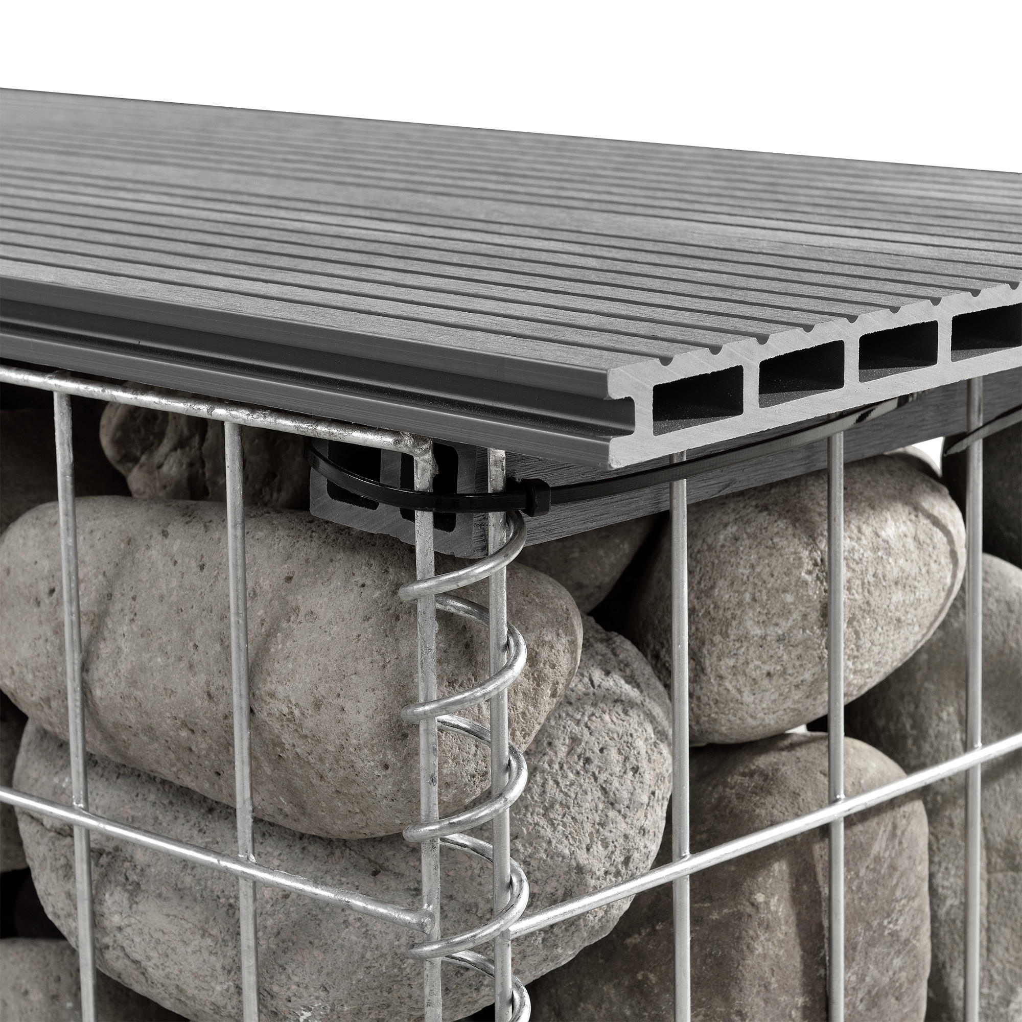 GABIONENBANK - Grau, Kunststoff (100/45/30cm) - pro.tec