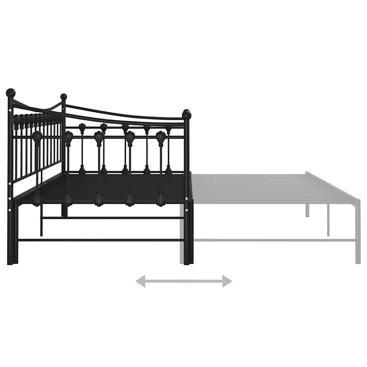 AUSZIEHSOFA Bettgestell Schwarz Metall 90/200 Cm - Schwarz, Textil (90/200cm) - vidaXL