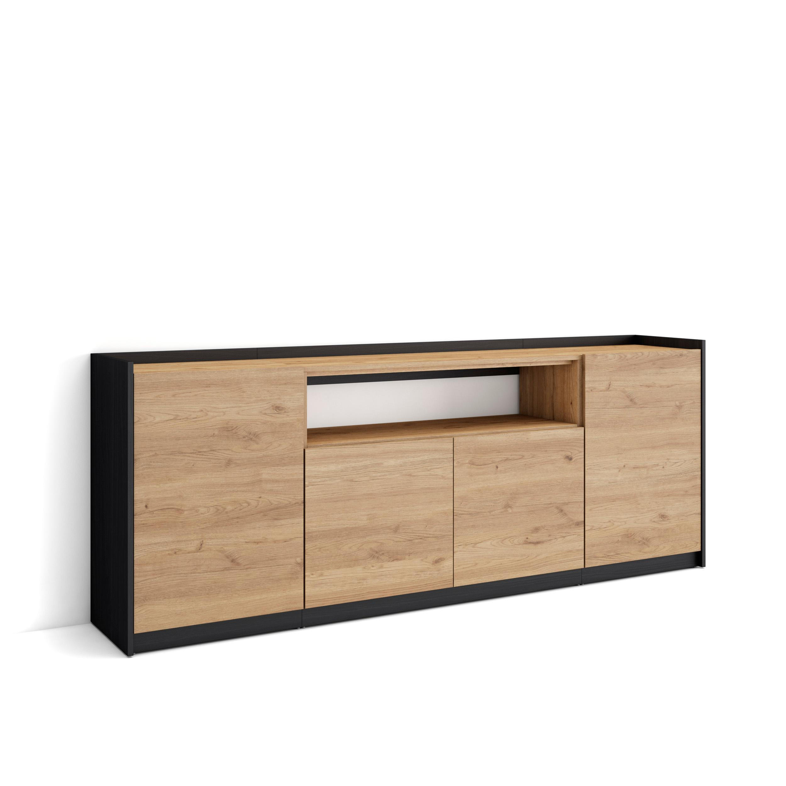 SIDEBOARD, Highboard, Eiche Schwarz, 207/37/80cm - Eichefarben, Holzwerkstoff (207/80/37cm) - Skraut Home