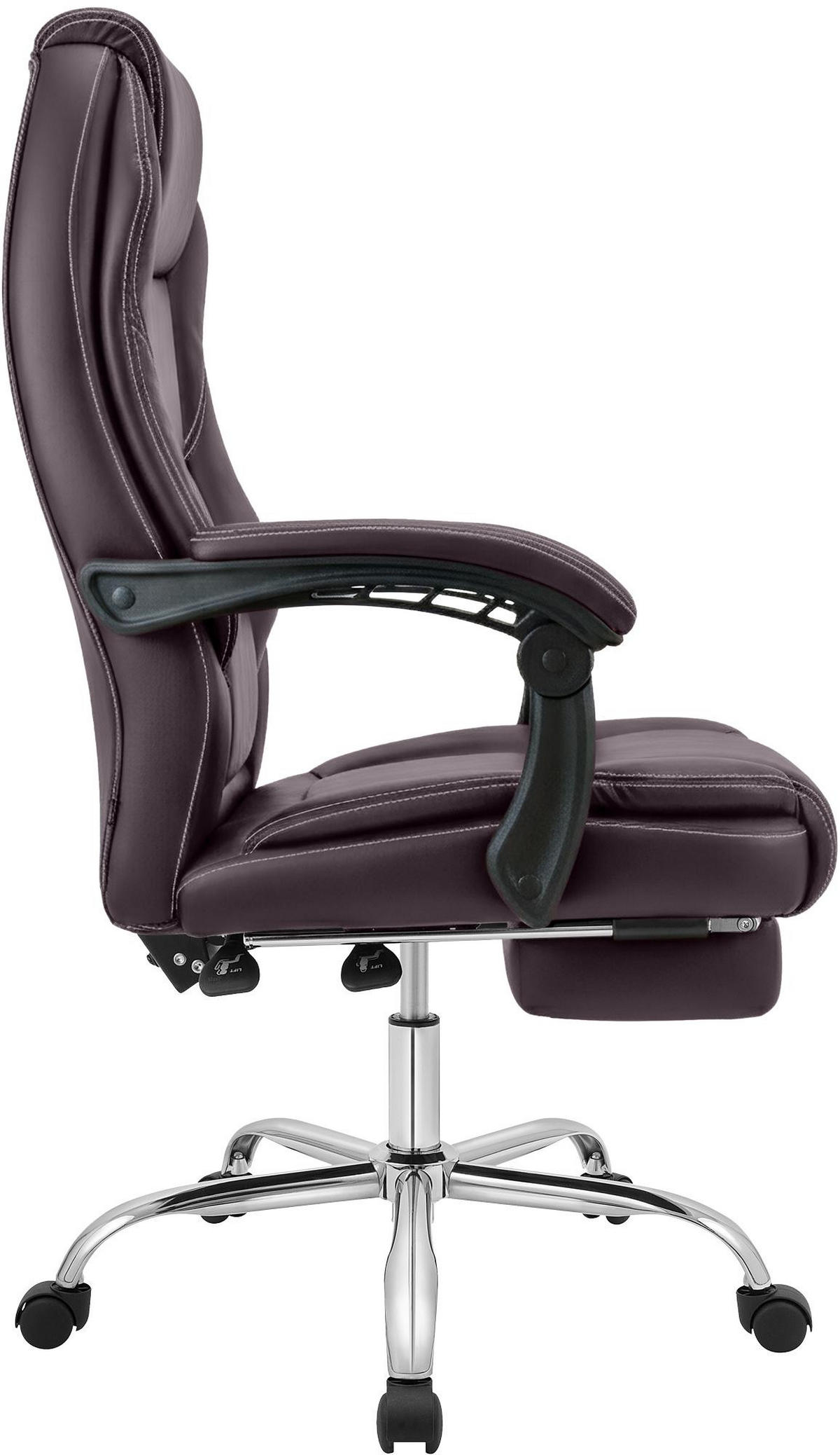 CHEFSESSEL Lederlook Braun - Chromfarben/Braun, Textil/Metall (67/114/64cm) - CLP