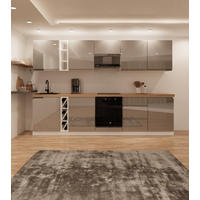 KÜCHENZEILE 320 cm - Aspen KA15-M320- in Grau/Hochglanz - Grau, Holz (320/212/52cm) - Milaros Markt