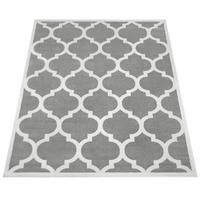 TEPPICH Kurzflor Marokkanisches Muster Wohnzimmer schmutzabweisend Grau Rechteckig 240x340 - Grau, Textil (240/340cm) - KADIMA DESIGN