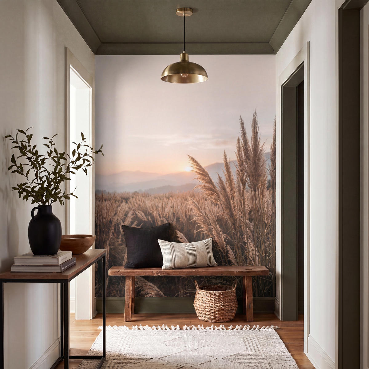 TAPETE - Gras - Feld - Sonne - Natur - 160x220 cm - Sandfarben, Papier (160/220cm) - OnlyWow