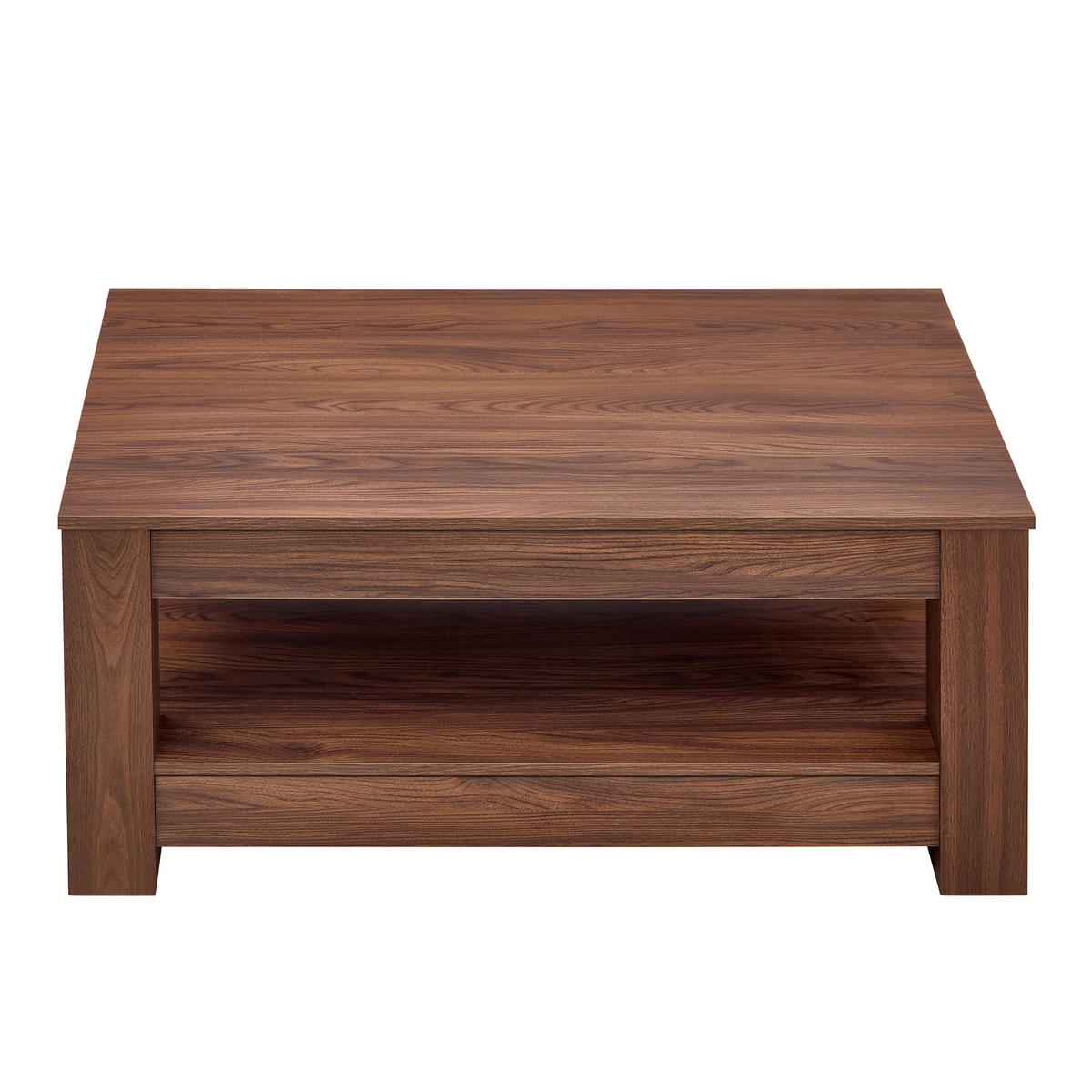 COUCHTISCH aus MDF in Walnuss 100x50x44.5 cm mit 2 Ebenen Stauraum - Walnussfarben, Holzwerkstoff (100/50/44.5cm) - Modfu
