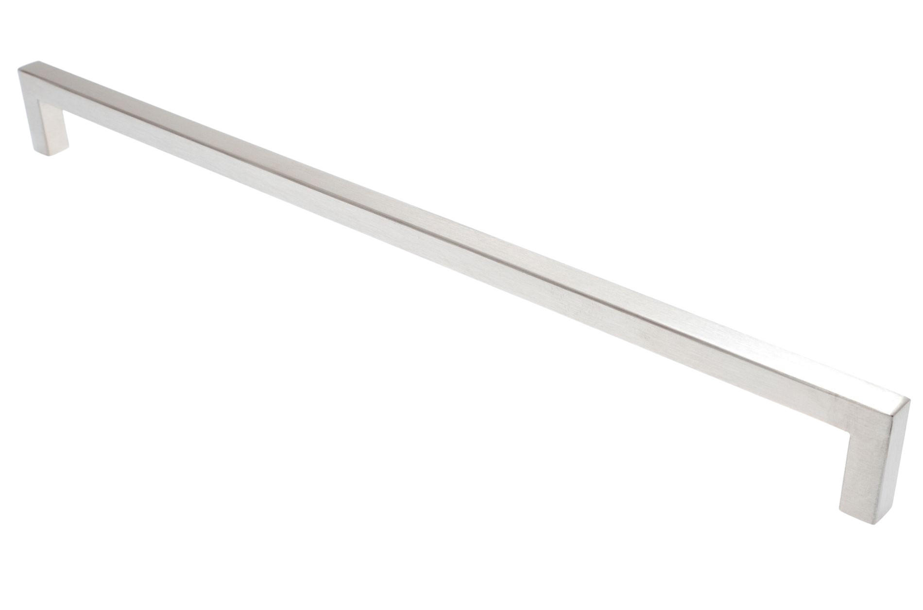 MÖBELGRIFF BA 480mm Edelstahl gebürstet eckig 10x10mm schmal mit 2 Schrauben - Edelstahlfarben, Metall (1/3.2/49cm) - Livingpoint24