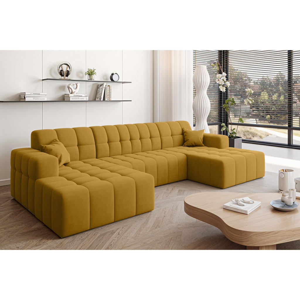 Thumbnail - Kaiser Möbel Ecksofa, Gelb, Textil, 5-Sitzer, Füllung: Komfortschaum, einzeln stellbar, U-Form,L-Form, 350x168 cm, Wohnz...
