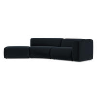 4-SITZER-SOFA Samt Stoff Blau - Blau/Schwarz, Kunststoff/Textil (335/70/166cm) - Makamii
