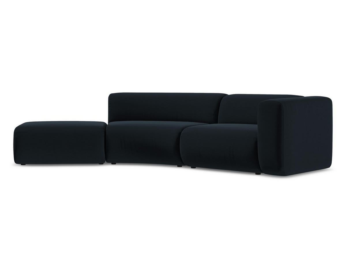 4-SITZER-SOFA Samt Stoff Blau - Blau/Schwarz, Kunststoff/Textil (335/70/166cm) - Makamii