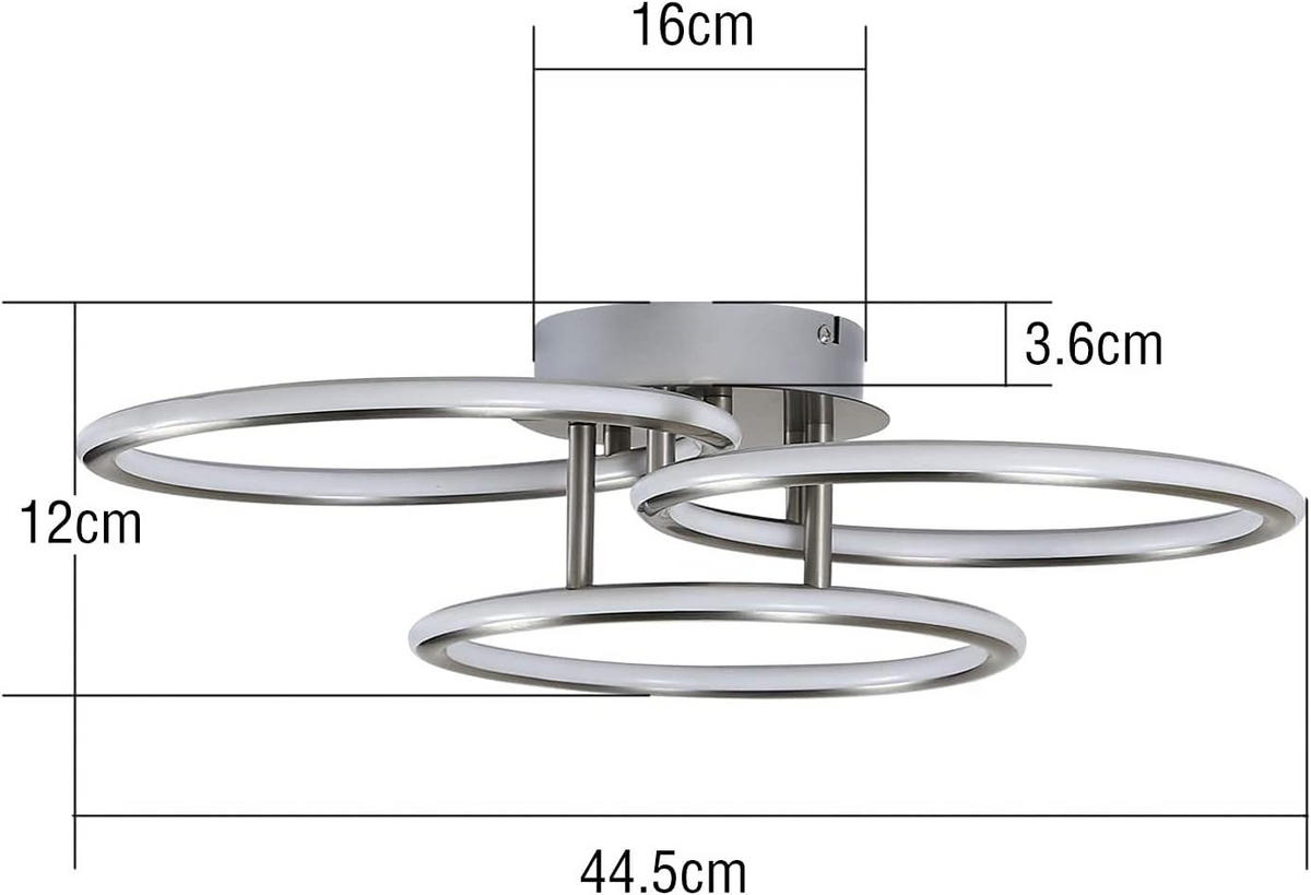 LED-DECKENLEUCHTE Luster 35/44.5/12cm - Silberfarben, Metall (44.5/35/12cm) - Nettlife