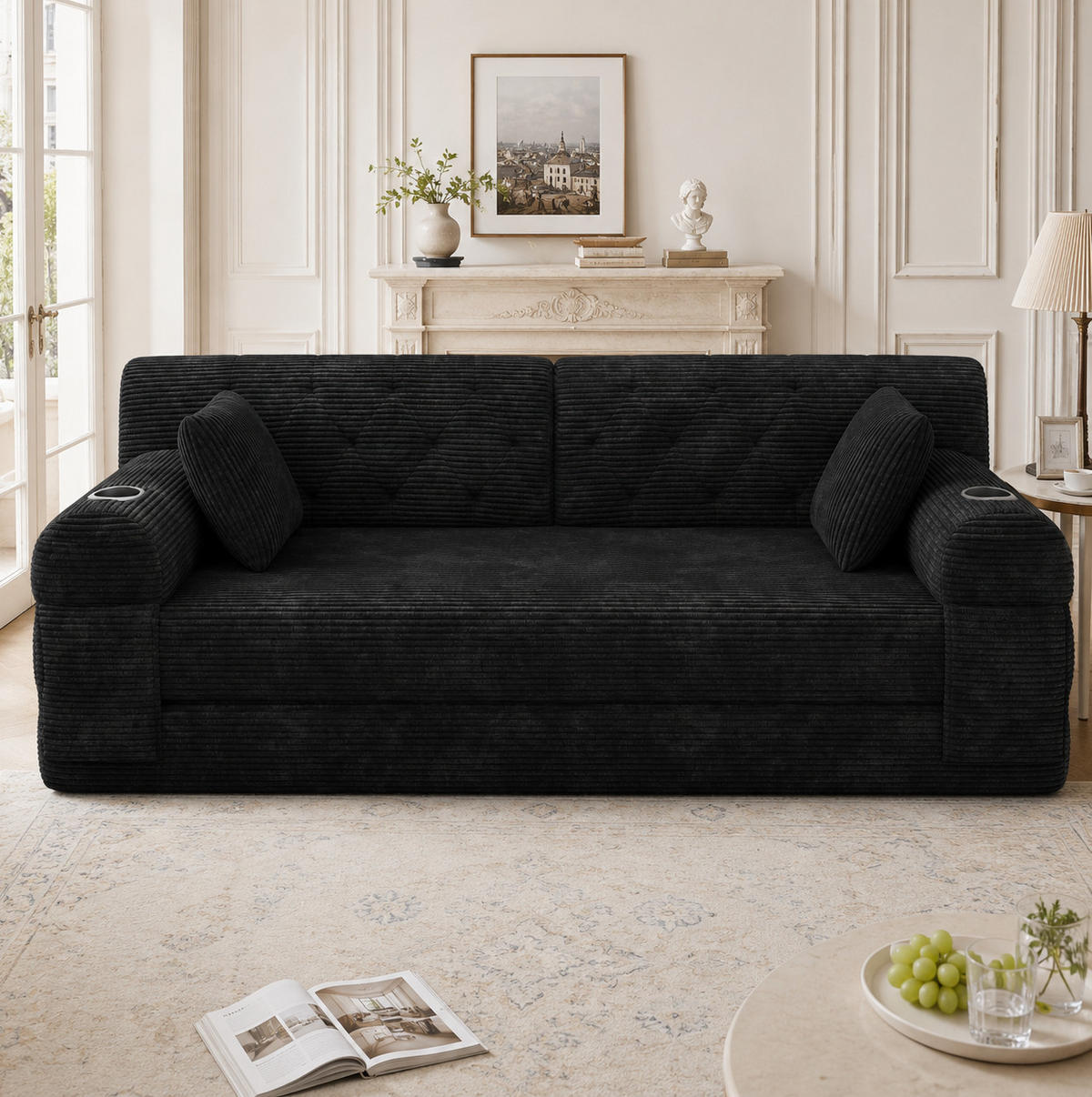 SCHLAFSOFA mit hoher Rückenlehne 168 x 80 x 81 cm Schwarz - Schwarz, Kunststoff (80/81/168cm) - Meubliv