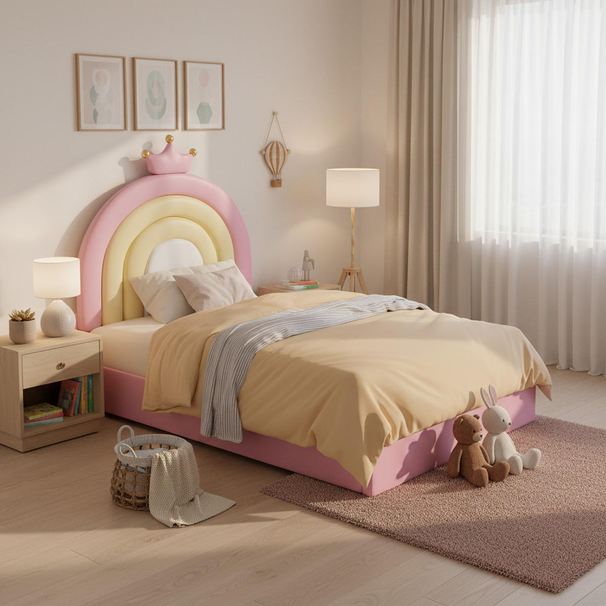 POLSTERBETT 90x200 Hydraulisch Lattenrost Kopfteil PU Rosa - Pink, Leder - FLIEKS