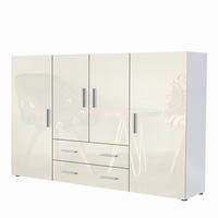 HIGHBOARD Nora Front in Creme Hochglanz - Creme, Holzwerkstoff (166/106/35cm) - Vladon
