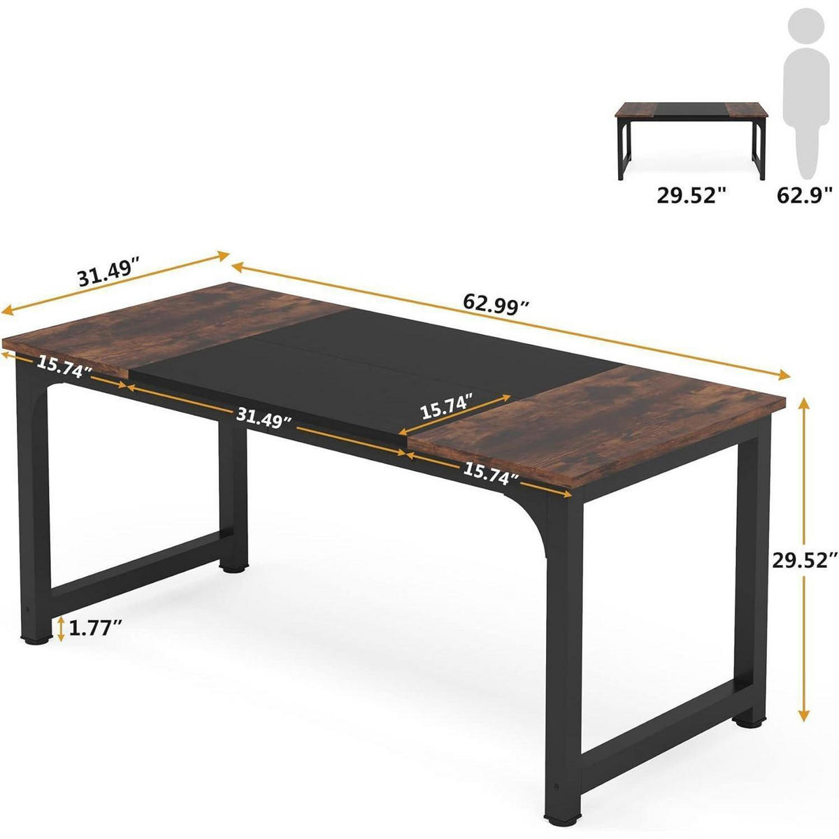 SCHREIBTISCH 160 x 80 cm Rustikales Braun/Schwarz - Multicolor, Holzwerkstoff (80/160/75cm)