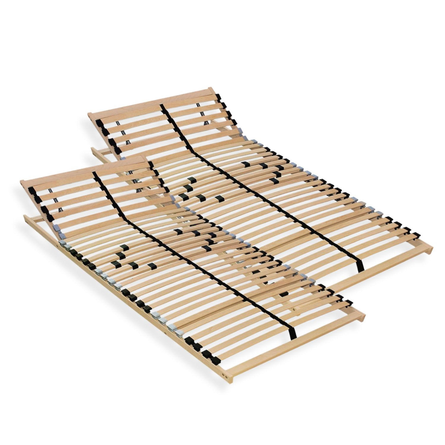 LATTENROST set 160x200 cm(2x 80x200 cm), Kopfteil verstellbar, gefertigt aus Buchen- & Birkenholz - Buchefarben/Braun, Holz (160/200cm) - Sleepneo