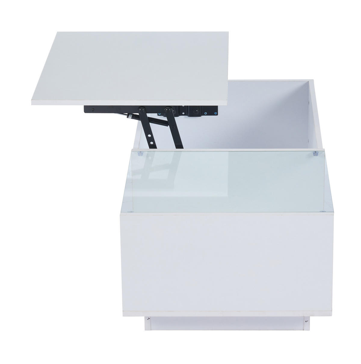 KONFERENČNÍ stolek 100/50/46 cm bílý z dřevotřísky s LED osvětlením a zvedací deskou - bílá, kompozitní dřevo (100/50/46.5cm) - OKWISH