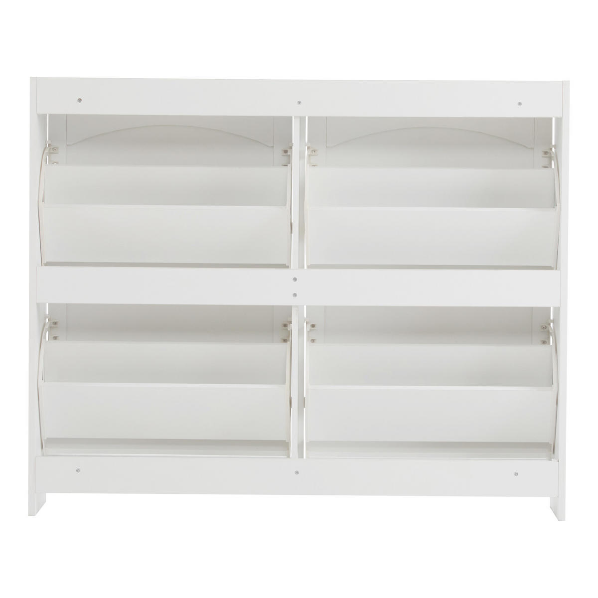 SCHUHSCHRANK aus Spanplatte 110x24x90cm in Weiß mit 4 Klappfächern - Weiß, Holzwerkstoff (110/90/24cm) - Modfu