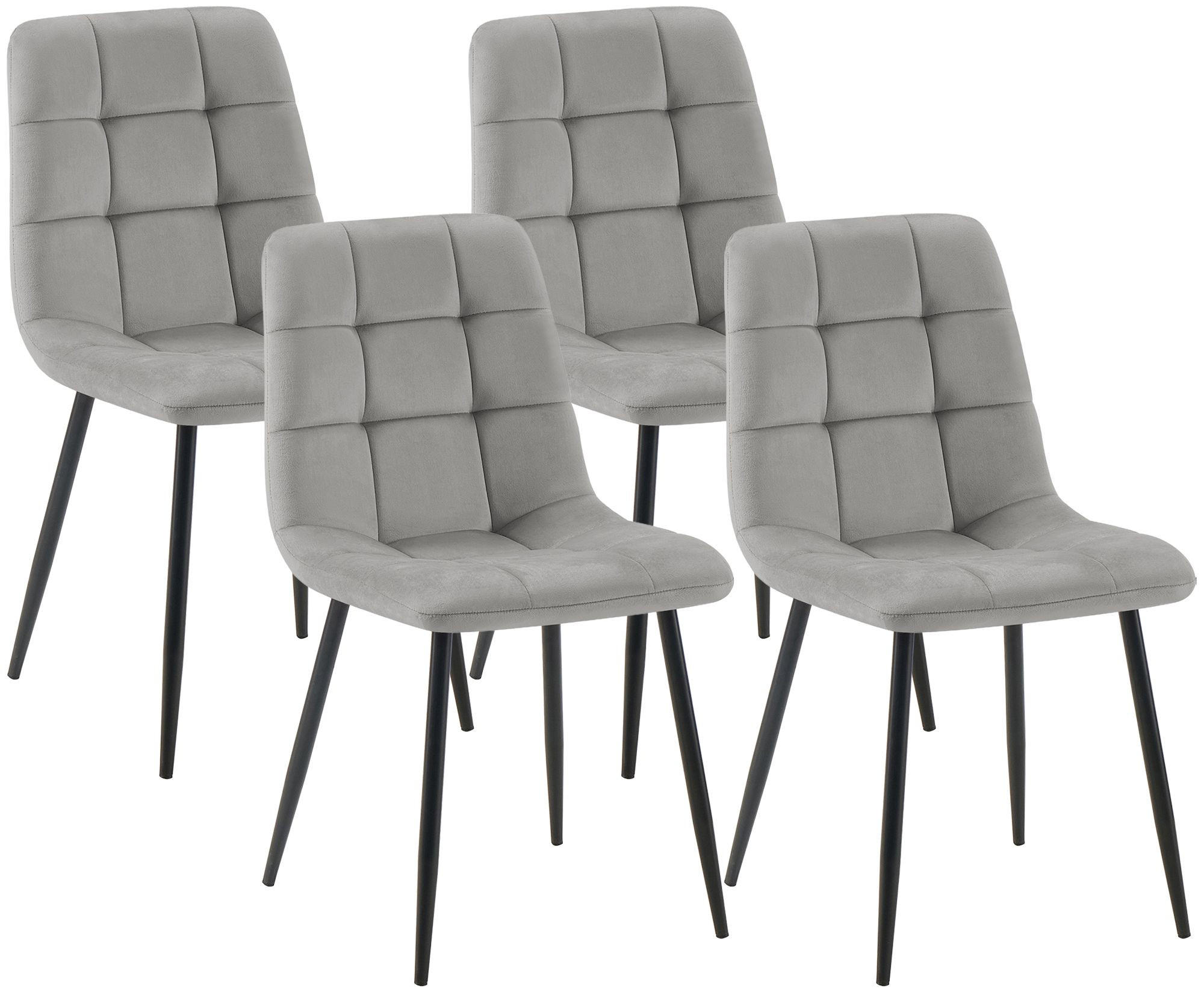 STUHL 4 Samt Grau - Schwarz/Grau, Textil/Metall (45/84/55cm) - CLP