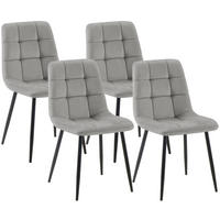 STUHL 4 Samt Grau - Schwarz/Grau, Textil/Metall (45/84/55cm) - CLP
