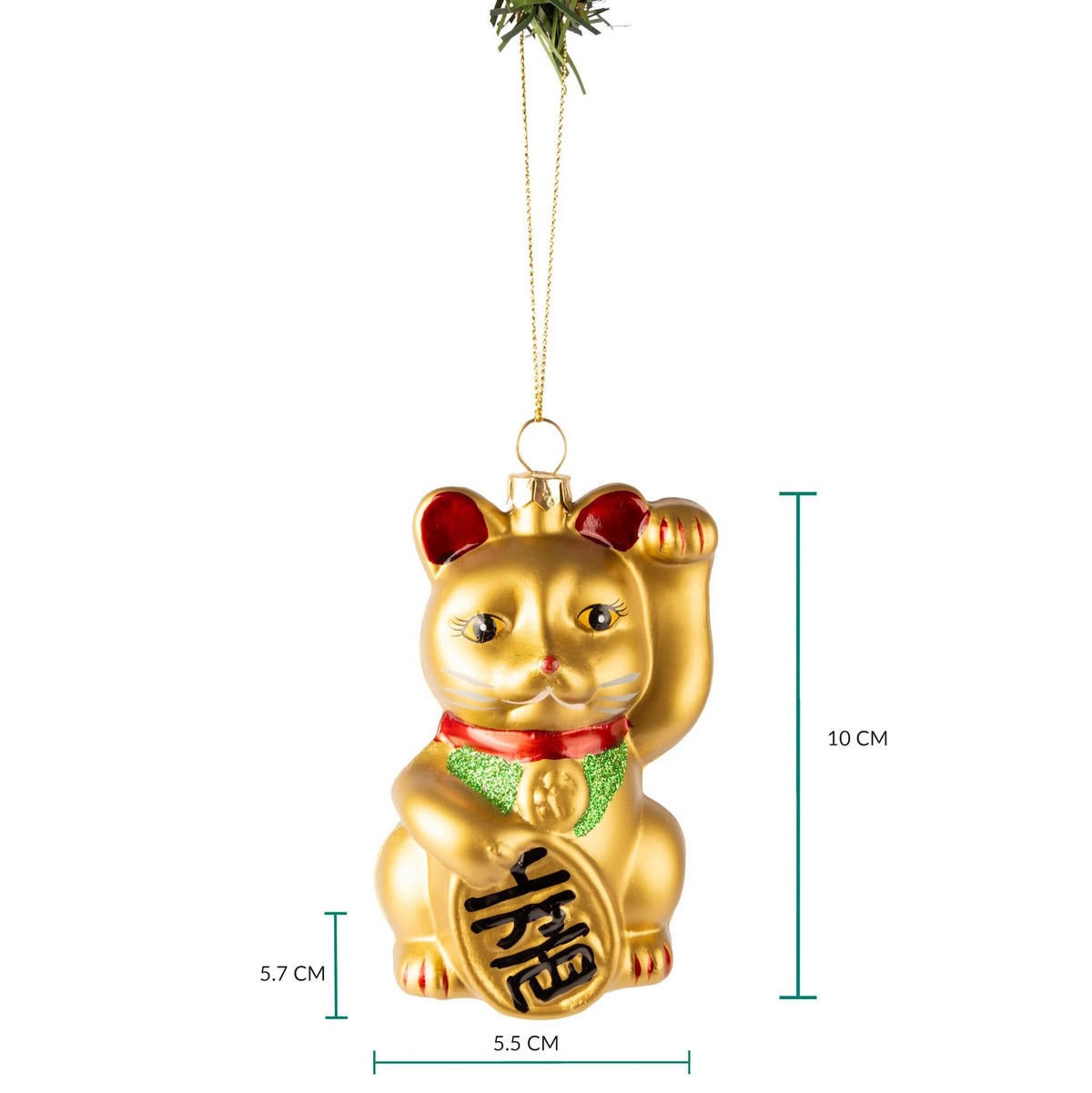 WEIHNACHTSKUGEL Maneki Neko 10 cm - Goldfarben, Glas (6/10/1cm)
