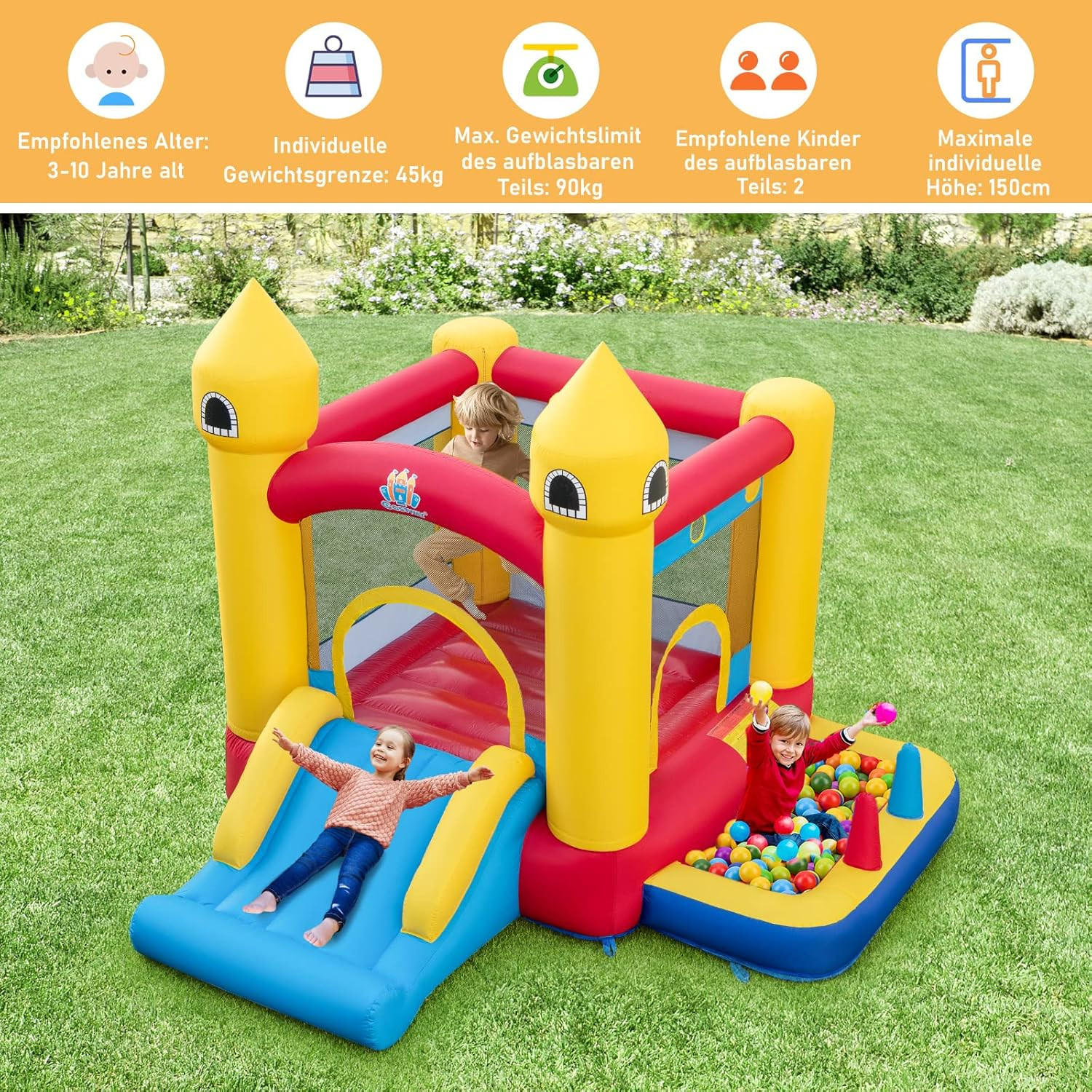 HÜPFBURG 239cm Multicolor - Multicolor, Kunststoff (306/288/239cm) - COSTWAY