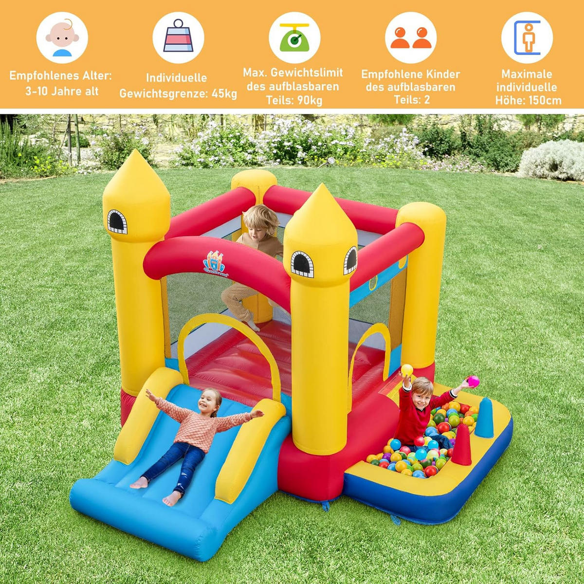 HÜPFBURG 239cm Multicolor - Multicolor, Kunststoff (306/288/239cm) - COSTWAY