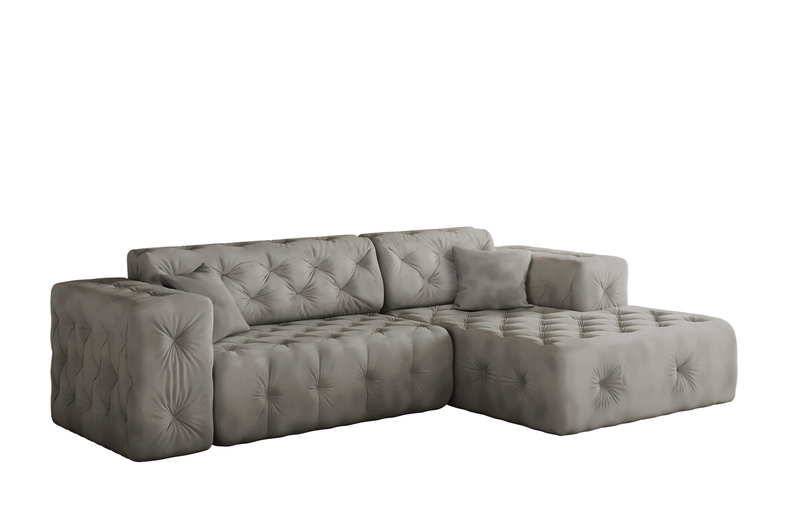 ECKSOFA L-Form Gesteppt LUX Stoff Whisper Rechts Silber - Silberfarben, Holz/Kunststoff (266/165cm) - Kaiser Möbel