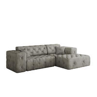 ECKSOFA L-Form Gesteppt LUX Stoff Whisper Rechts Silber - Silberfarben, Holz/Kunststoff (266/165cm) - Kaiser Möbel