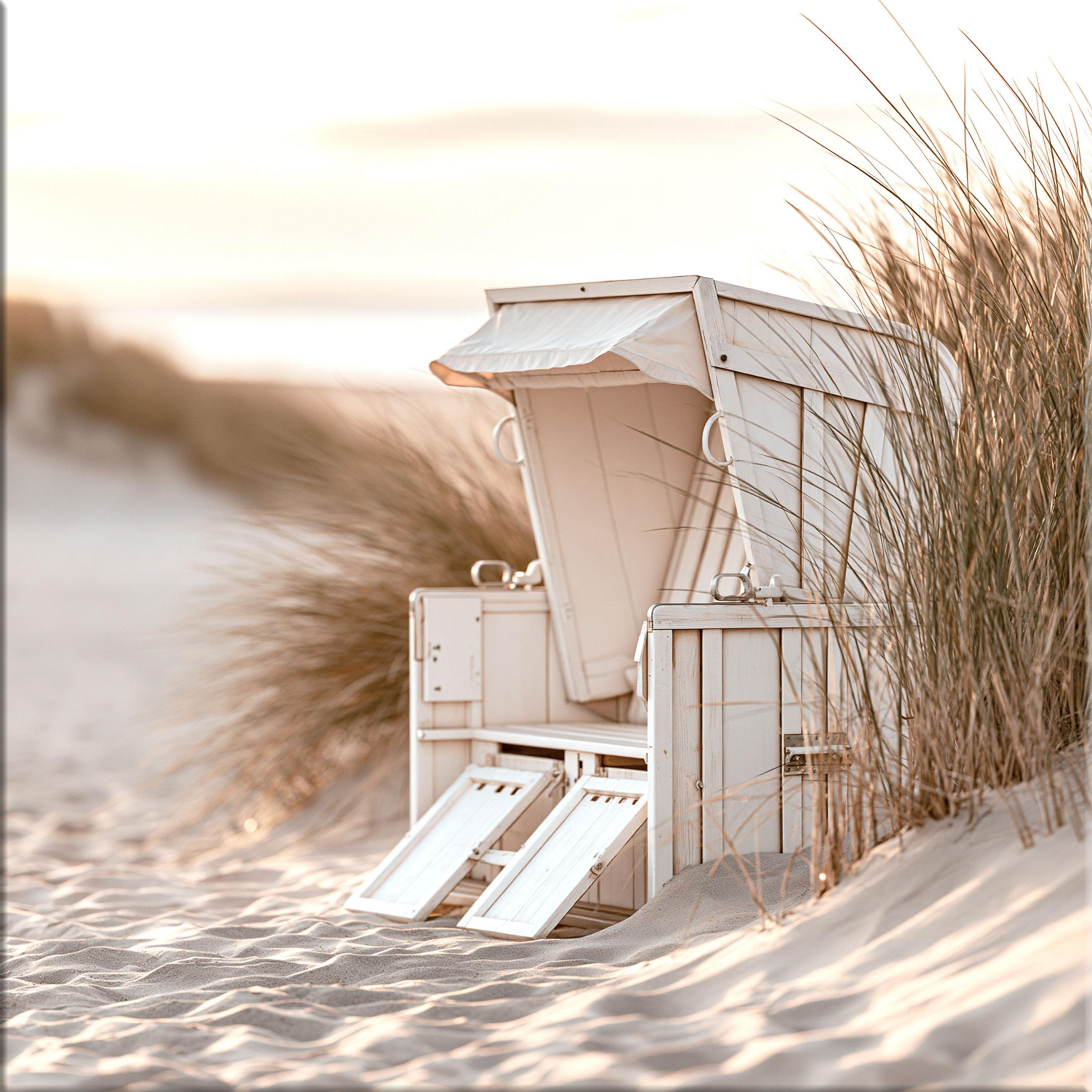 GLASBILD 50x50 cm Strandkorb Dünen beige-weiß - Beige, Glas (50/50cm) - artissimo