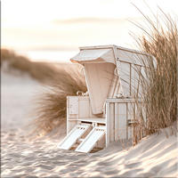 GLASBILD 50x50 cm Strandkorb Dünen beige-weiß - Beige, Glas (50/50cm) - artissimo