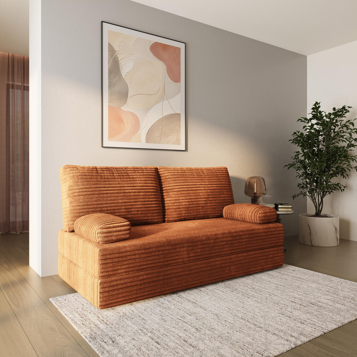 BETTSOFA SILAR aus Schaumstoff Cordstoff Braun Schlaffunktion - Braun, Textil (170/86/80cm) - MASSENO