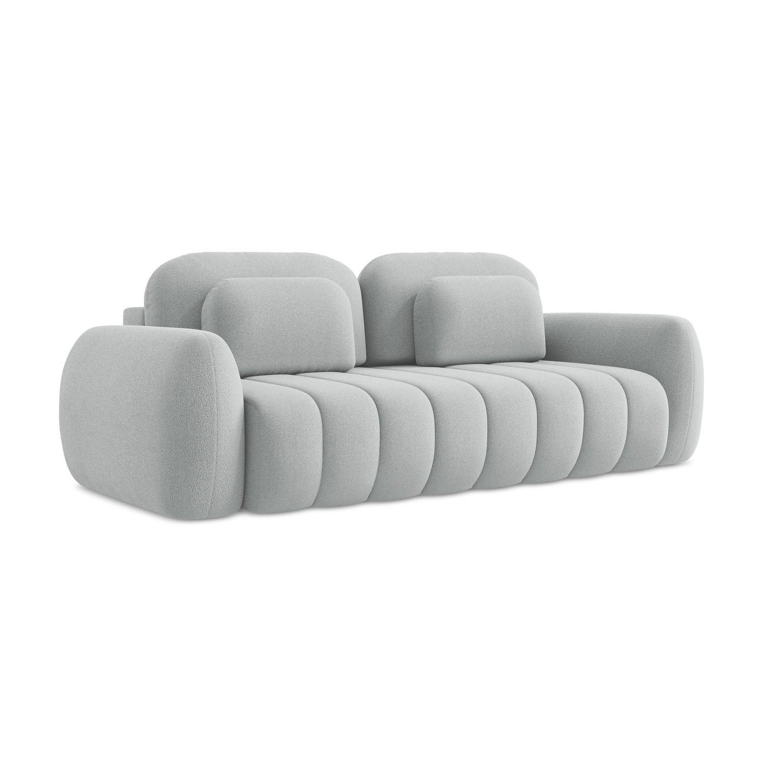 3-SITZER SOFA mit Schlaffunktion Bouclé Stoff Grau - Hellgrau/Schwarz, Holzwerkstoff/Kunststoff (266/95/121cm) - LaMiaSofa